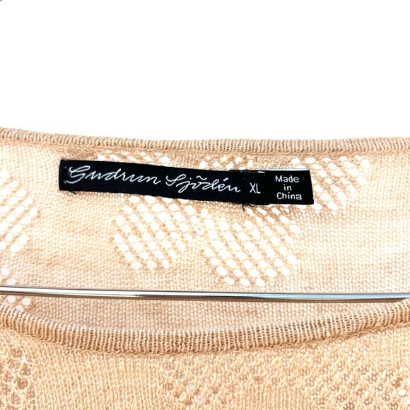 Gudrun Sjoden Linen Oversized Long Sleeve Sweater Jumper Knit Tan Top Shirt XL - Picture 4 of 7